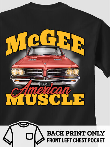 American Muscle Car Black Pocket Adult T-Shirt