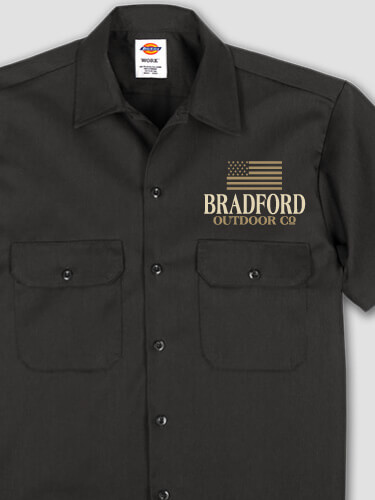 American Outdoor Company Black Embroidered Work Shirt
