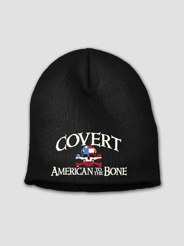 American to the Bone Black Embroidered Beanie