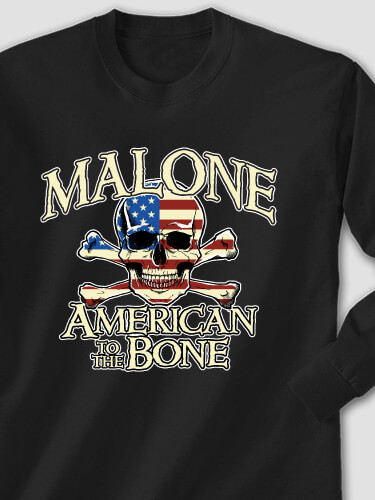 American to the Bone Black Adult Long Sleeve