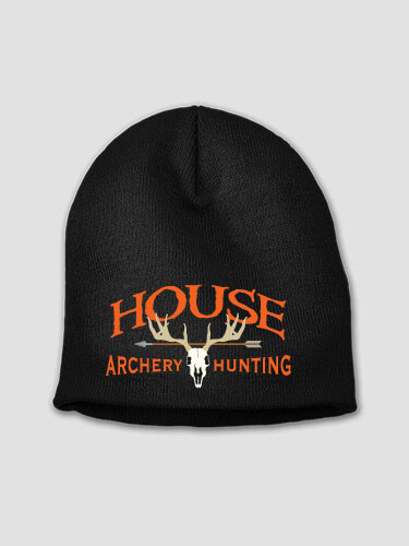 Archery Hunting Black Embroidered Beanie