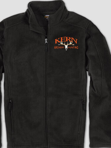 Archery Hunting Black Embroidered Zippered Fleece