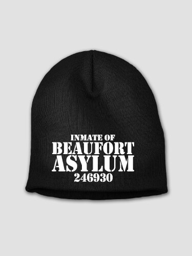 Asylum Black Embroidered Beanie