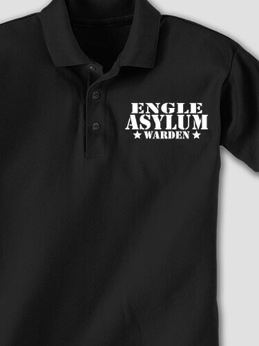 Asylum Warden Black Embroidered Polo Shirt