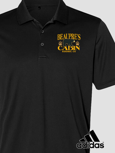 Bear Cabin Black Embroidered Adidas Polo Shirt