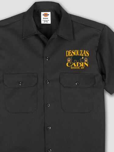 Bear Cabin Black Embroidered Work Shirt