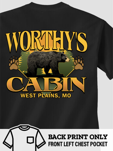 Bear Cabin Black Adult Pocket T-Shirt