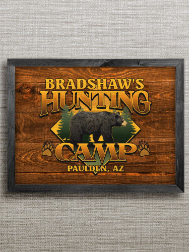 Bear Hunting Camp Black Framed Wall Art 16.5 x 12.5