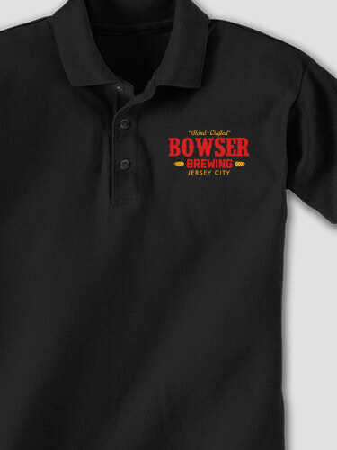 Brewing Black Embroidered Polo Shirt