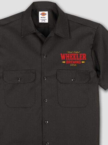 Brewing Black Embroidered Work Shirt
