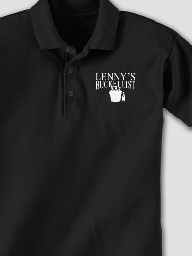 Bucket List Black Embroidered Polo Shirt