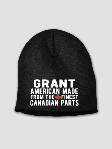 Canadian Parts Black Embroidered Beanie