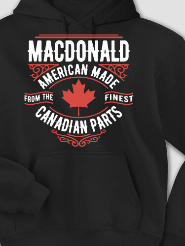 Canadian Parts Black Adult Hooded Sweatshirt