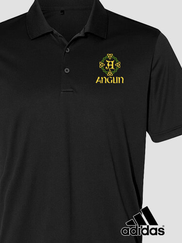 Celtic Wreath Monogram Black Embroidered Adidas Polo Shirt