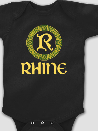 Celtic Wreath Monogram Black Baby Bodysuit