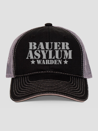 Asylum Warden Black/Charcoal Embroidered Trucker Hat