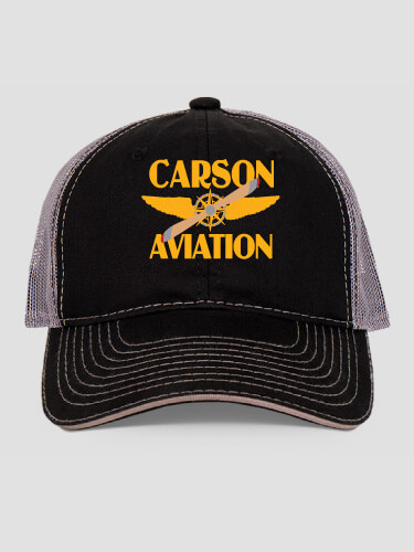 Aviation Black/Charcoal Embroidered Trucker Hat