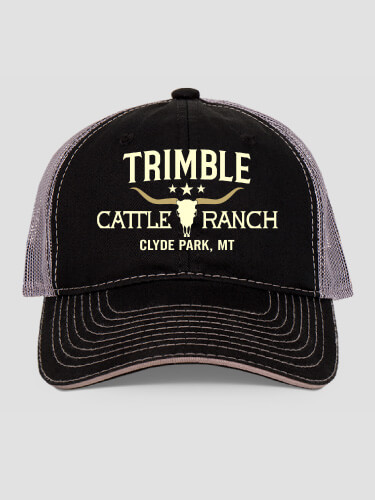 Cattle Ranch Black/Charcoal Embroidered Trucker Hat