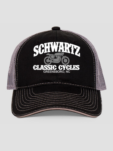 Classic Cycles Black/Charcoal Embroidered Trucker Hat