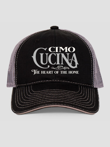 Cucina Black/Charcoal Embroidered Trucker Hat