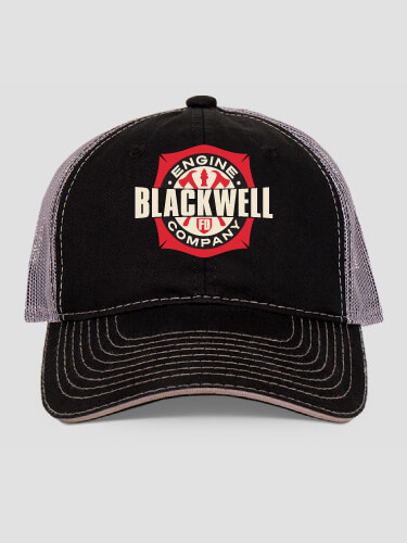 Engine Company Black/Charcoal Embroidered Trucker Hat