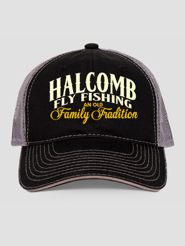 Fly Fishing Family Tradition Black/Charcoal Embroidered Trucker Hat