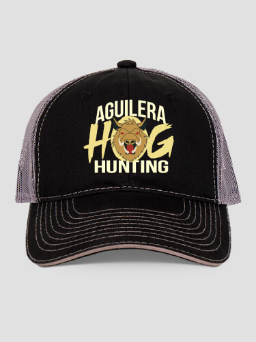Hog Hunting Black/Charcoal Embroidered Trucker Hat