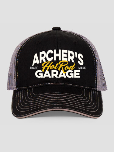 Hot Rod Garage Black/Charcoal Embroidered Trucker Hat