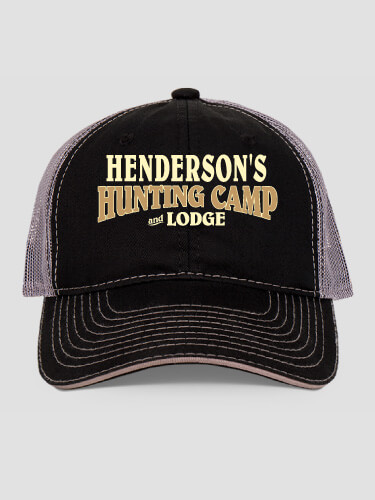 Hunting Camp Black/Charcoal Embroidered Trucker Hat