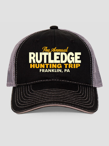 Hunting Trip Black/Charcoal Embroidered Trucker Hat