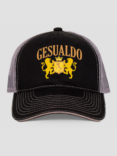 Italian Crest Black/Charcoal Embroidered Trucker Hat