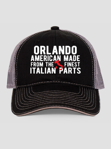 Italian Parts Black/Charcoal Embroidered Trucker Hat