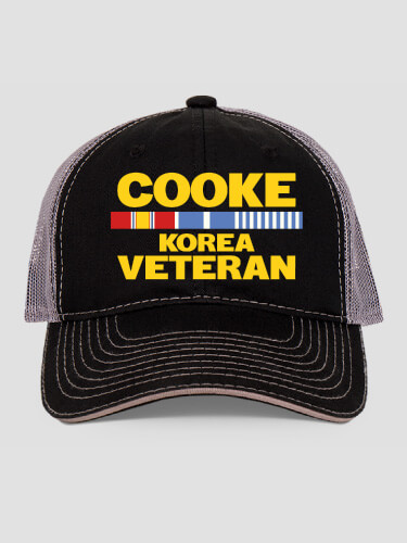 Korea Veteran Black/Charcoal Embroidered Trucker Hat