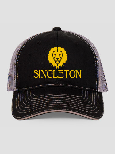 Lion Black/Charcoal Embroidered Trucker Hat