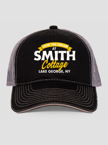 Livin' The Dream Cottage Black/Charcoal Embroidered Trucker Hat