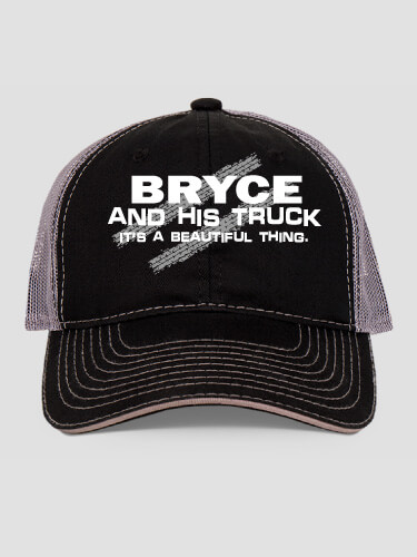 Man and His Truck Black/Charcoal Embroidered Trucker Hat