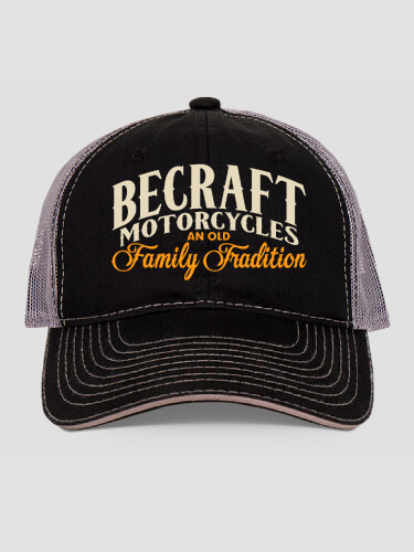 Motorcycle Family Tradition Black/Charcoal Embroidered Trucker Hat
