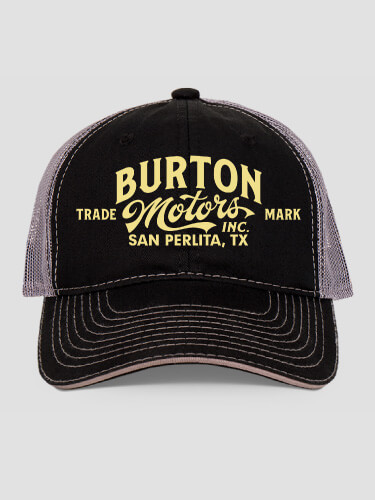Motors Black/Charcoal Embroidered Trucker Hat