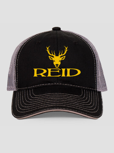 Old Stag Black/Charcoal Embroidered Trucker Hat