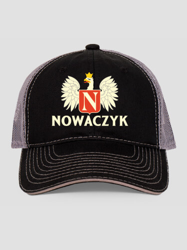 Polish Monogram Black/Charcoal Embroidered Trucker Hat