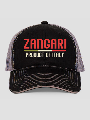 Product Of Italy Black/Charcoal Embroidered Trucker Hat