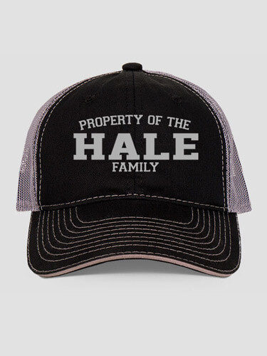 Property of Family Black/Charcoal Embroidered Trucker Hat