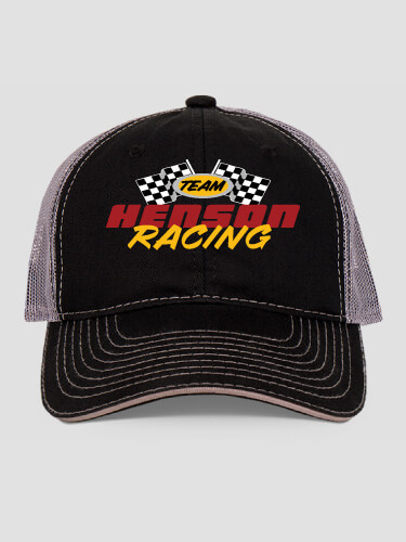 Racing Team Black/Charcoal Embroidered Trucker Hat