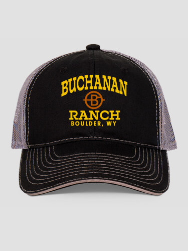 Ranch Monogram Black/Charcoal Embroidered Trucker Hat