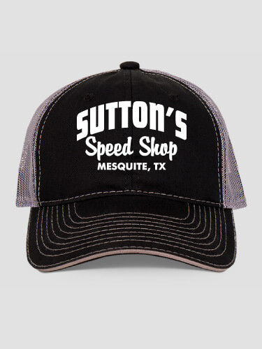 Speed Shop Black/Charcoal Embroidered Trucker Hat