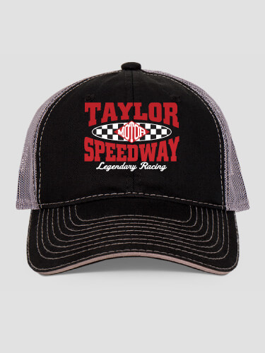 Speedway Black/Charcoal Embroidered Trucker Hat