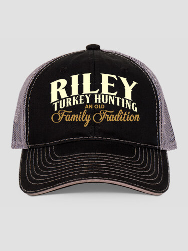 Turkey Hunting Family Tradition Black/Charcoal Embroidered Trucker Hat
