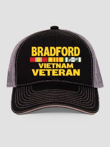 Vietnam Veteran Black/Charcoal Embroidered Trucker Hat