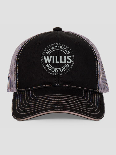 Wood Shop Black/Charcoal Embroidered Trucker Hat