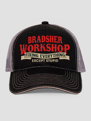Workshop Black/Charcoal Embroidered Trucker Hat